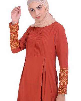 Brown plain viscose rayon islamic-tunics 2