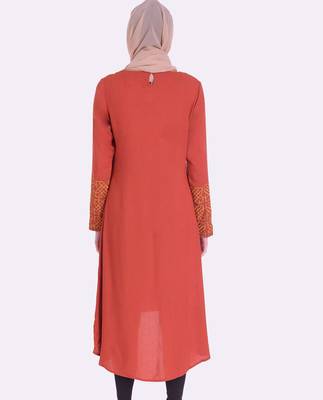 Brown plain viscose rayon islamic-tunics 3