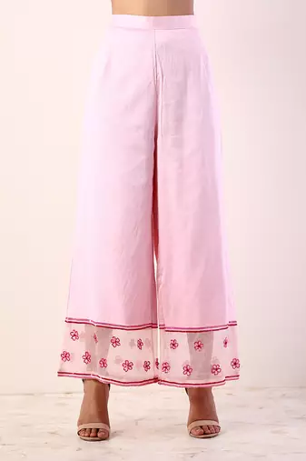 Baby Pink Kurta Set With Organza Dupatta (Set Of 3)