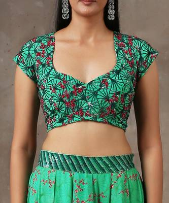 Green Embroidered Lehenga Set (Set Of 3) 5