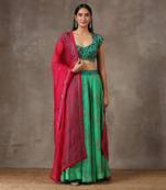 Green Printed Lehenga Set With Heavy Dupatta