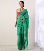 Green Crepe Saree (Set Of 2)