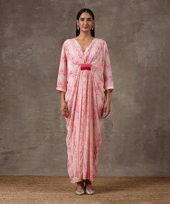 Baby Pink Kaftan Dress (Set Of 2) 1