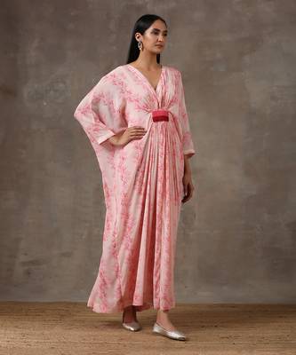 Baby Pink Kaftan Dress (Set Of 2) 3