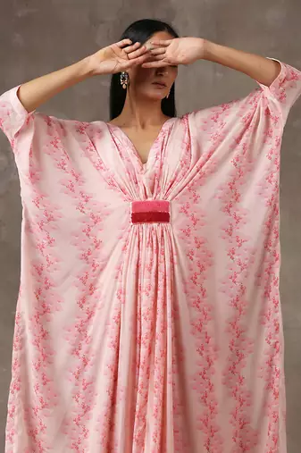 Baby Pink Kaftan Dress (Set Of 2)