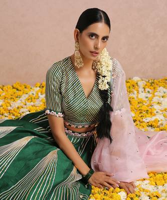 Emerald Green Lehenga Set 4