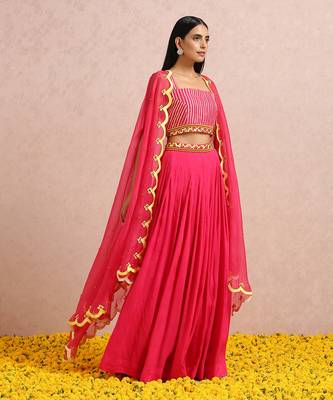 Fuchsia Pleated Skirt Set 1