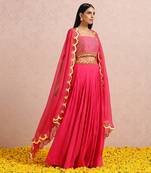 Fuchsia Pleated Skirt Set