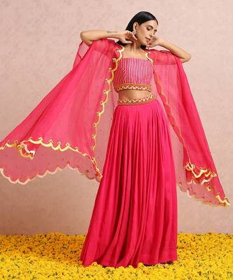 Fuchsia Pleated Skirt Set 2