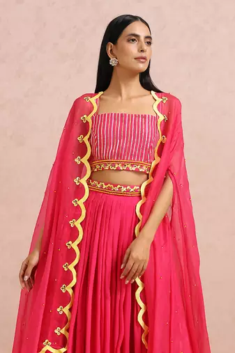 Fuchsia Pleated Skirt Set