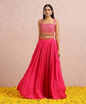 Fuchsia Pleated Skirt Set 4