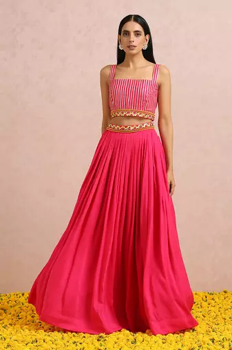 Fuchsia Pleated Skirt Set