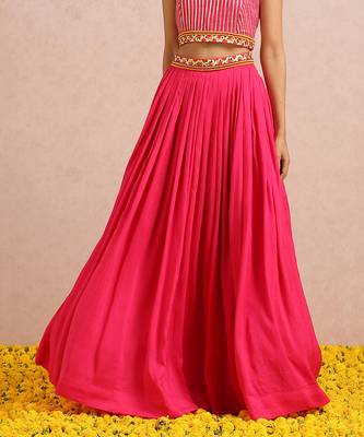 Fuchsia Pleated Skirt Set 5