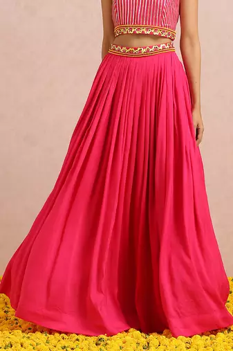 Fuchsia Pleated Skirt Set