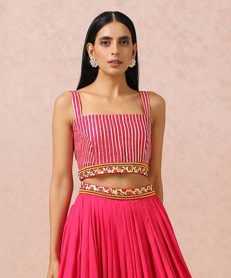 Fuchsia Pleated Skirt Set 6