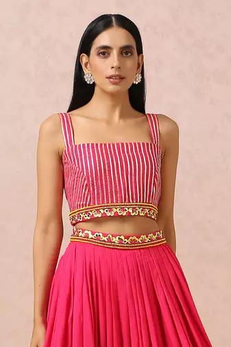 Fuchsia Pleated Skirt Set