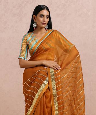 Rust Saree Sleeves Blouse 2