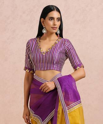 Golden Yellow And Plum Saree 4