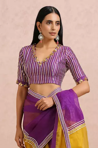 Golden Yellow And Plum Saree