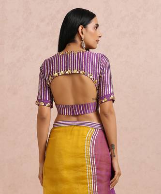 Golden Yellow And Plum Saree 7