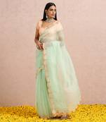 Mint Green Saree Peach Blouse