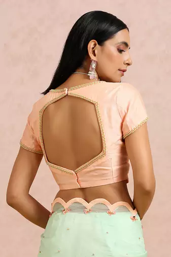 Mint Green Saree Peach Blouse