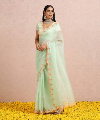 Mint Green Saree And blouse 1