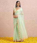 Mint Green Saree And blouse