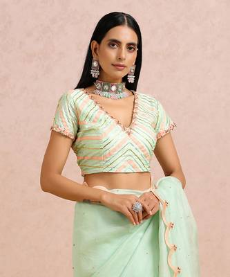 Mint Green Saree And blouse 4