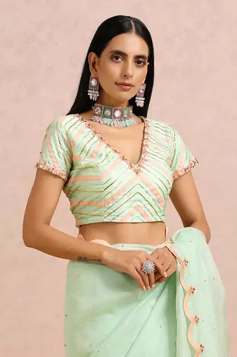 Mint Green Saree And blouse