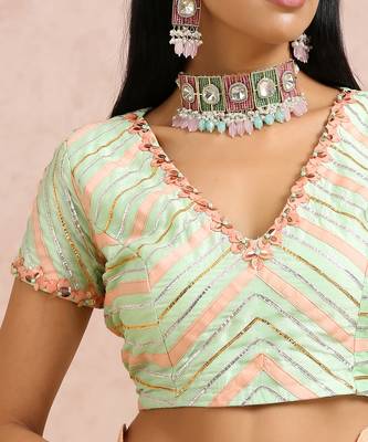 Mint Green Saree And blouse 5