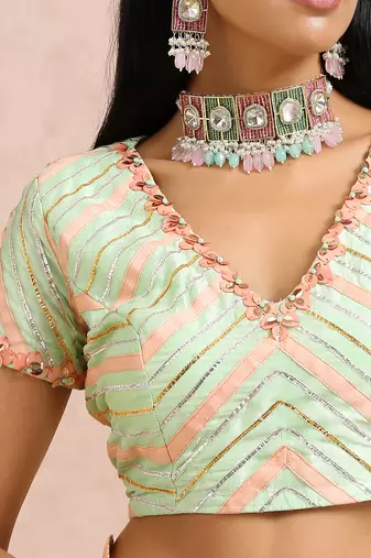 Mint Green Saree And blouse