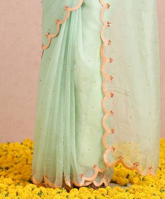 Mint Green Saree And blouse 6