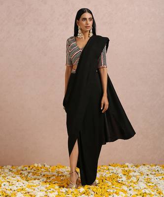 Black Draped Saree 1