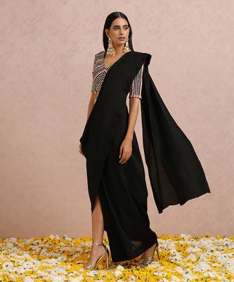 Black Draped Saree 2