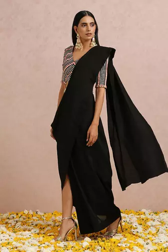Black Draped Saree
