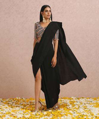 Black Draped Saree 4