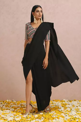 Black Draped Saree