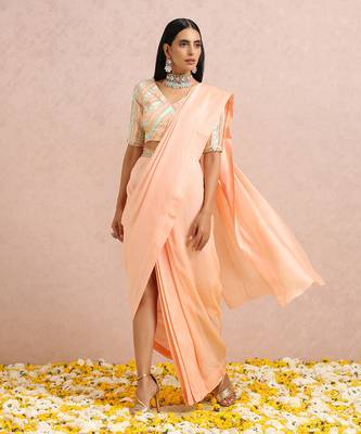 Peach Draped Saree 2