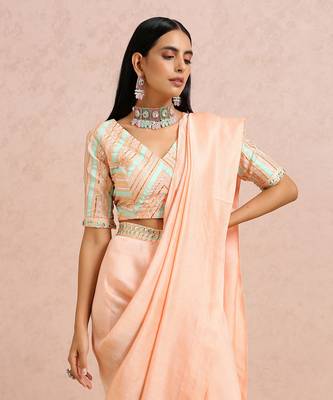 Peach Draped Saree 3