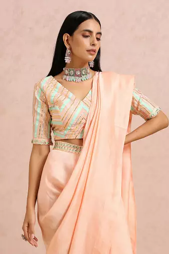 Peach Draped Saree