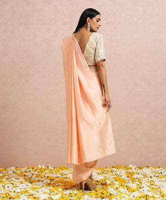 Peach Draped Saree 4