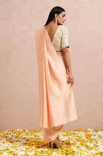 Peach Draped Saree
