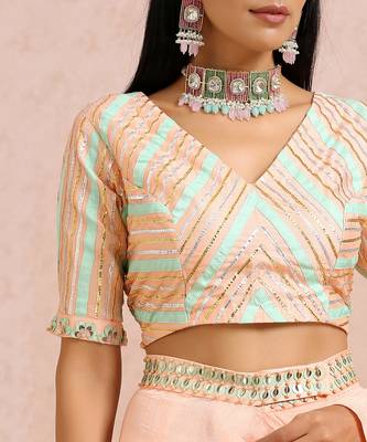 Peach Draped Saree 5