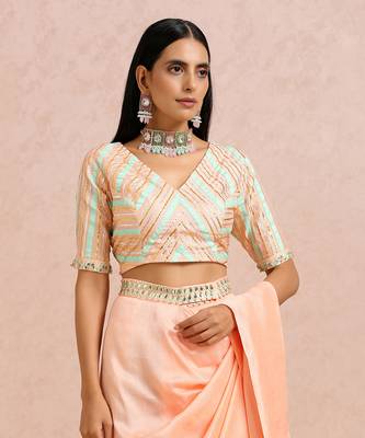 Peach Draped Saree 6