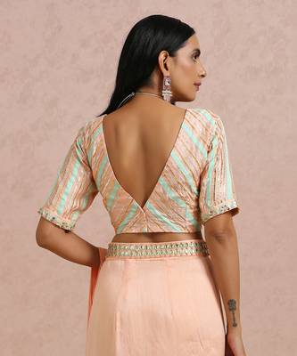 Peach Draped Saree 7