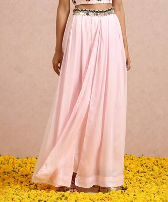 Baby Pink Palazzos With Emerald Cape 4