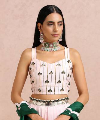 Baby Pink Palazzos With Emerald Cape 5
