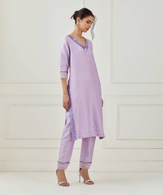 Lavender Embroidered Kurta Set 3
