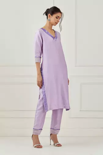 Lavender Embroidered Kurta Set